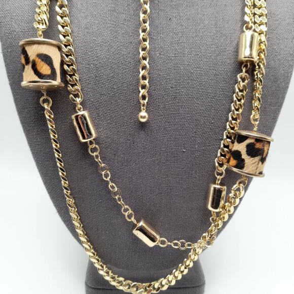 Chico's Animal Print Beaded Chain Belt or Long Necklace, 40 Inches - Picture 9 of 10